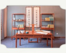 缅甸花梨木书架书桌四件套红木书房家具
