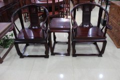 上海大红酸枝（交趾黄檀）皇宫圈椅三件套/红木